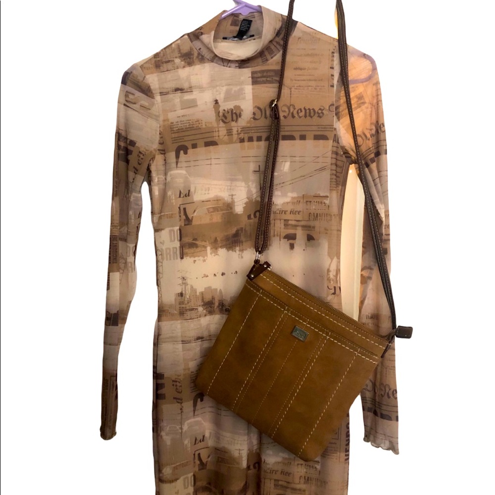 Tan dress and purse